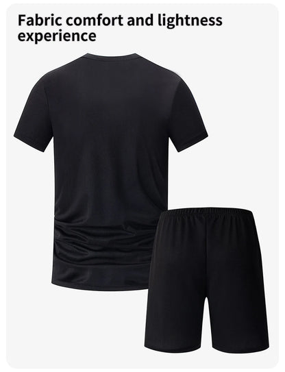 1/2/4/6-piece Men's Seasonal Sports Style Gradient Quick Drying Multi-color Short Sleeved Top Casual Running Black Shorts Set