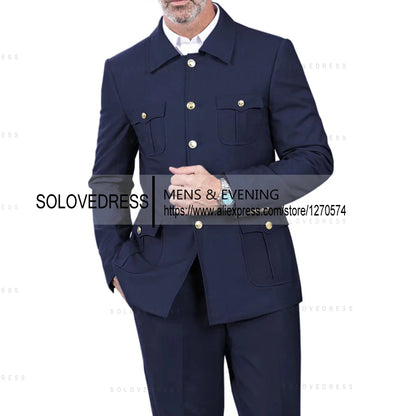 2 Pieces  4 Real Pockets Single Breasted  Slim Fit  Men's Formal Suits Groomsmen Wedding Tailored Fit (Blazer+Pants)