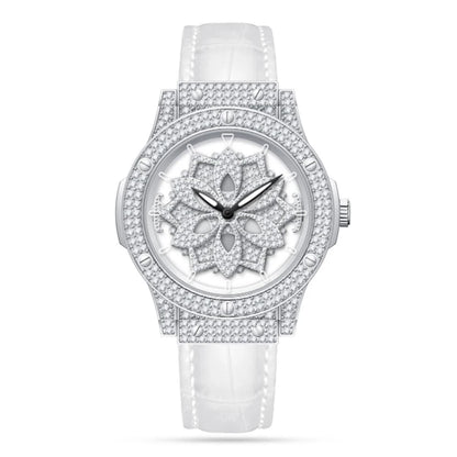 Popular women's watch with fashionable large dial, pentagram waterproof watch for girls, snowflake rotating hollow women's watch