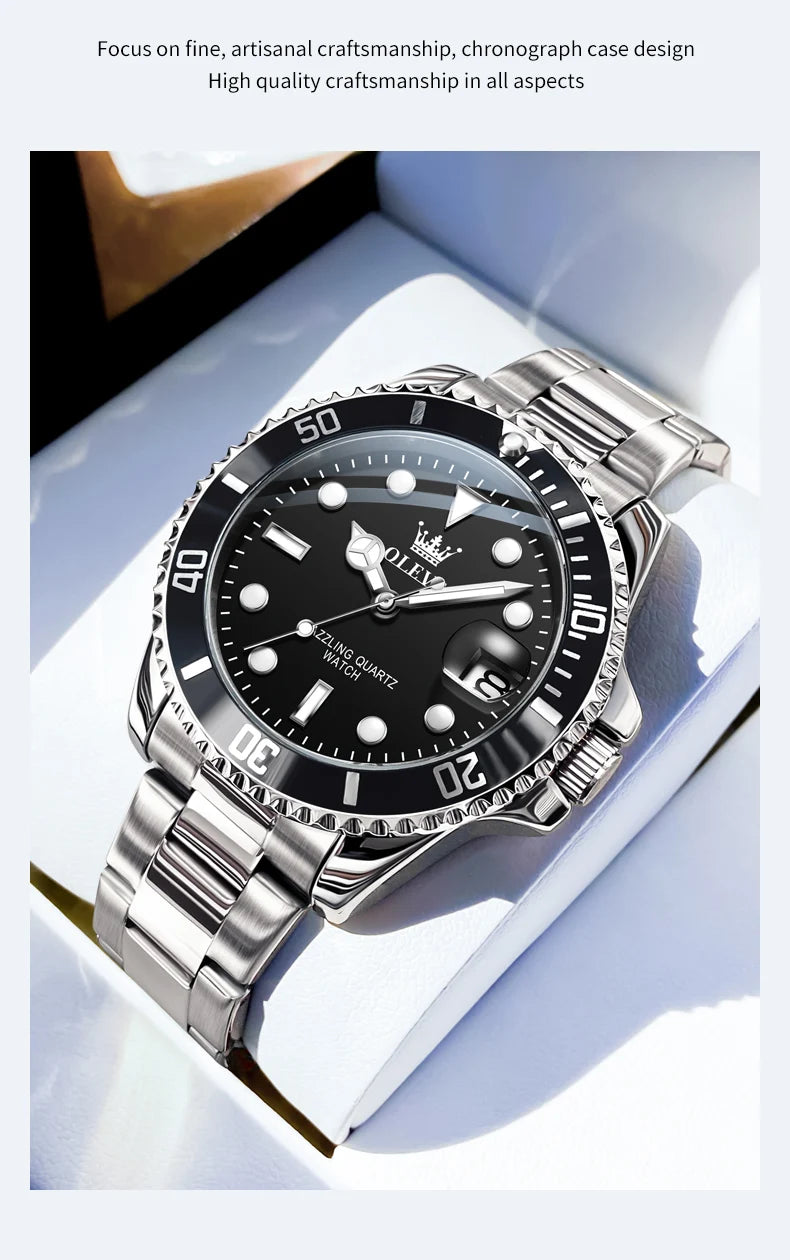 OLEVS Watches 5885 Mens Watch Original High Quality Quartz Watch Waterproof Luminous Calendar  Watches For Men Box Gifts Reloj