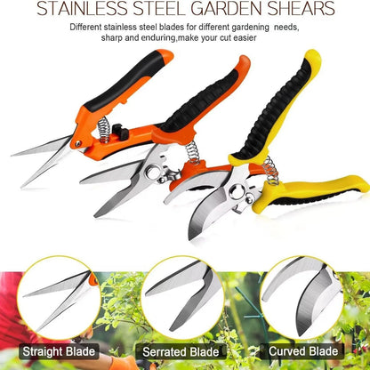 3Pack Stainless Steel Pruning Shears Garden Shears Garden Clippers With Oxford Storage Bag Gardening Tools Scissors