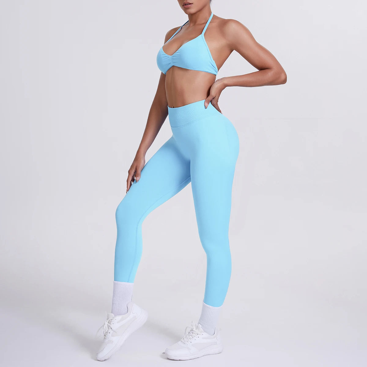 Women 2pcs Patchwork Sport Yoga Suit Training Sleeveless Sport Gym Tops Tummy Control Slimming Booty Leggings Yoga Suit Sports