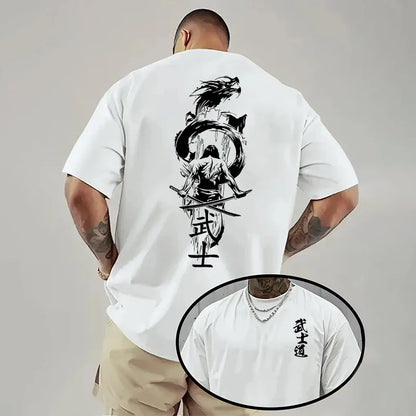 Japan Bushido Print T-shirt for Man 2026 Spring Summer Daily Casual Fashion Short Sleeve Top Male Home Outdoor Comfort Cool Tees