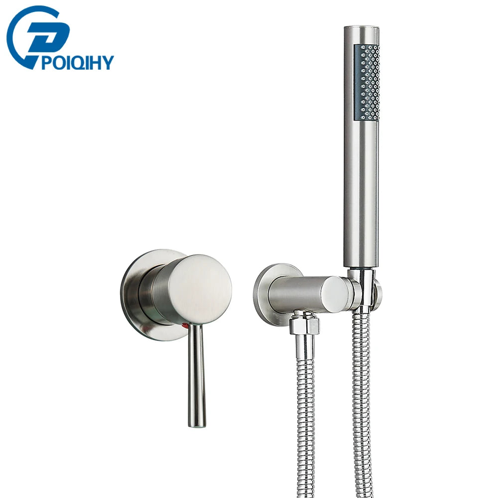 Brushed Gold Handheld Shower Bathroom Shower Faucet Hot & Cold Water Tap Brass Shower Holder 1.5M Hose Brass Shower Valve