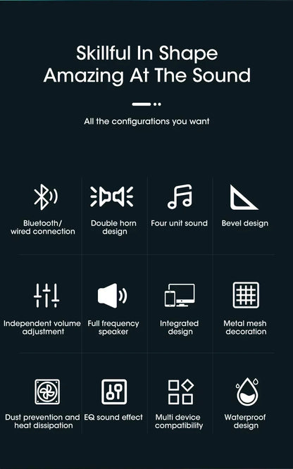 Wireless Soundbar for TV, Desk Audio Player & Home Theater Speaker for Movies, Music, Sports, Apartment & Living Room Use