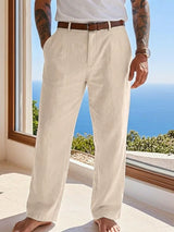 Men's Linen-Blend Straight-Leg Trousers — view 7