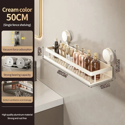 No Drill Suction Cup Adhesive Bathroom Rack Bathroom Shelf Toilet Aluminum Hanging Rack Bathroom Organizer Hang On The Wall