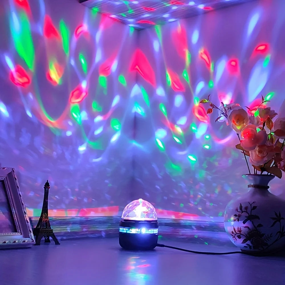USB Galaxy Projector Aurora 5V Night Light 360° Rotating GB Colorful NightLights with Remote Control for Home Theater Room Deco
