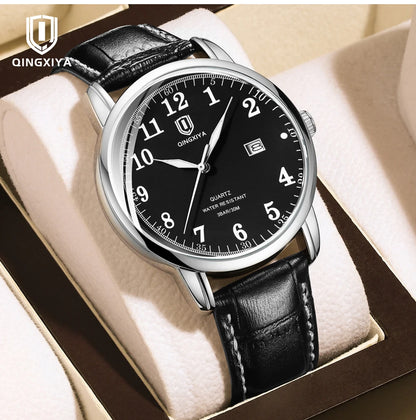 QINGXIYA Classic Business Watch  Men Calendar Quartz Watches Top Brand Luxury Leather Waterproof Mens Watches Relogio Masculino