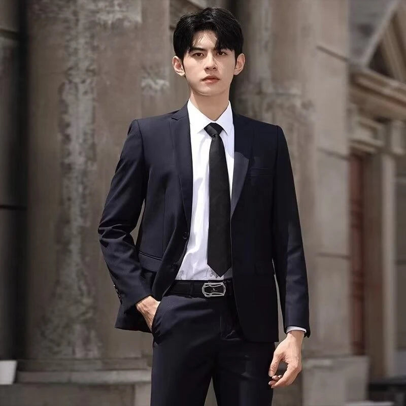 Four Piece Men's Suit Set Business Casual Professional Formal Slim Fit With Tie Included Handsome Style