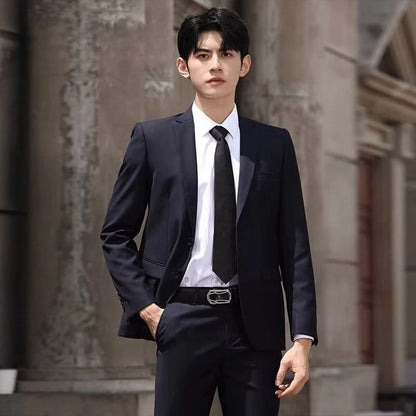 Four Piece Men's Suit Set Business Casual Professional Formal Slim Fit With Tie Included Handsome Style