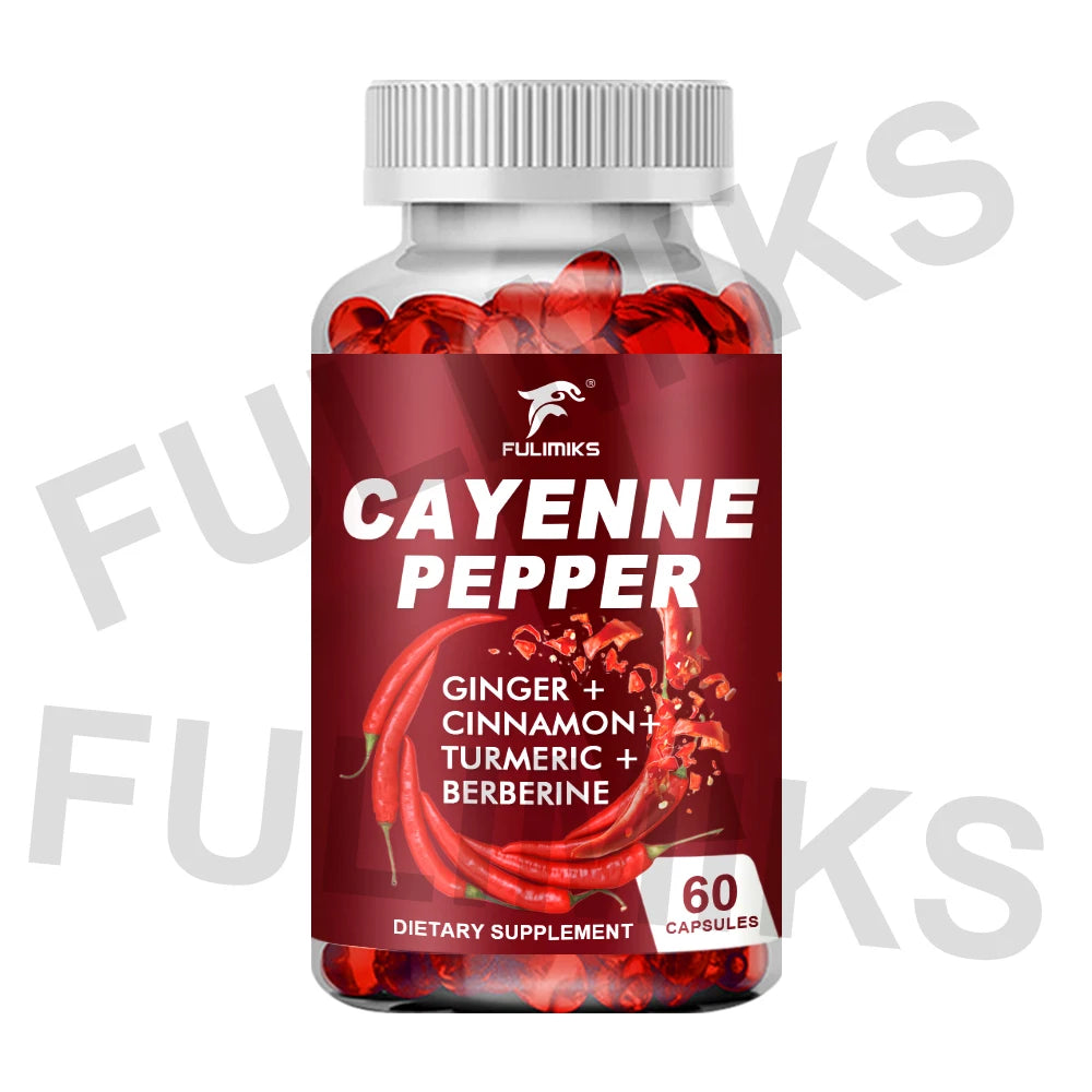 Cayenne Pepper Capsules, Supports Cardiovascular Health, Improves Digestion & Blood Circulation, Capsaicin Supplement Softgels