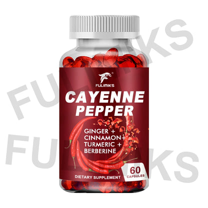 Cayenne Pepper Capsules, Supports Cardiovascular Health, Improves Digestion & Blood Circulation, Capsaicin Supplement Softgels