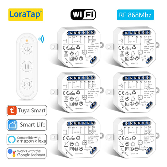 LoraTap WiFi Smart Curtain Switch Module Remote Control & Timer Works with Tuya Smart Life Google Home Alexa for Roller Blinds
