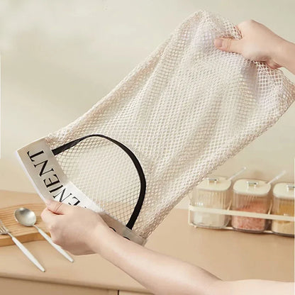 1/4PCS Wall Mount Mesh Storage Bag Garbage Holder Plastic Shopping Bags Dispenser Sundries Bag Net Storage Grocery Bag Organizer