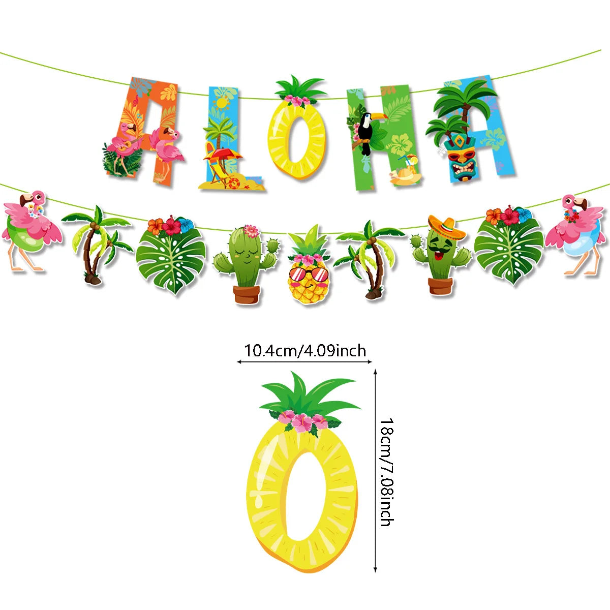 Hawaiian Party Photo Props Decorations Summer Beach Tropical Flamingo Party Supplies Aloha Banner Hawaiian Party DIY Supplies