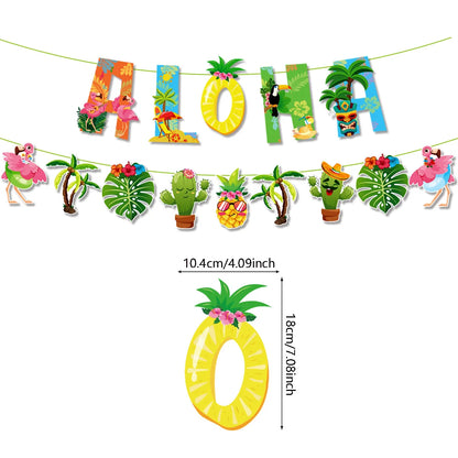 Hawaiian Party Photo Props Decorations Summer Beach Tropical Flamingo Party Supplies Aloha Banner Hawaiian Party DIY Supplies