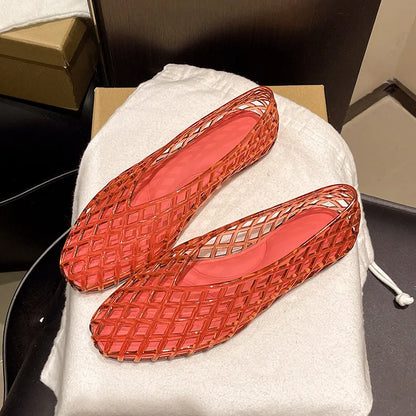 2026 women's new transparent retro jelly casual women's shoes round toe shallow mouth PVC sandals