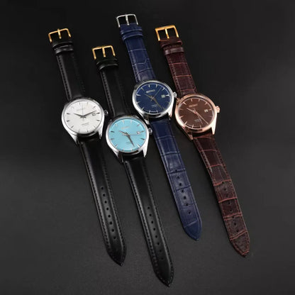 Seiko Business Leisure Machinery Watch Fashion Simple Calendar High quality Leather Strap Men's Women's Boutique Couple Watch