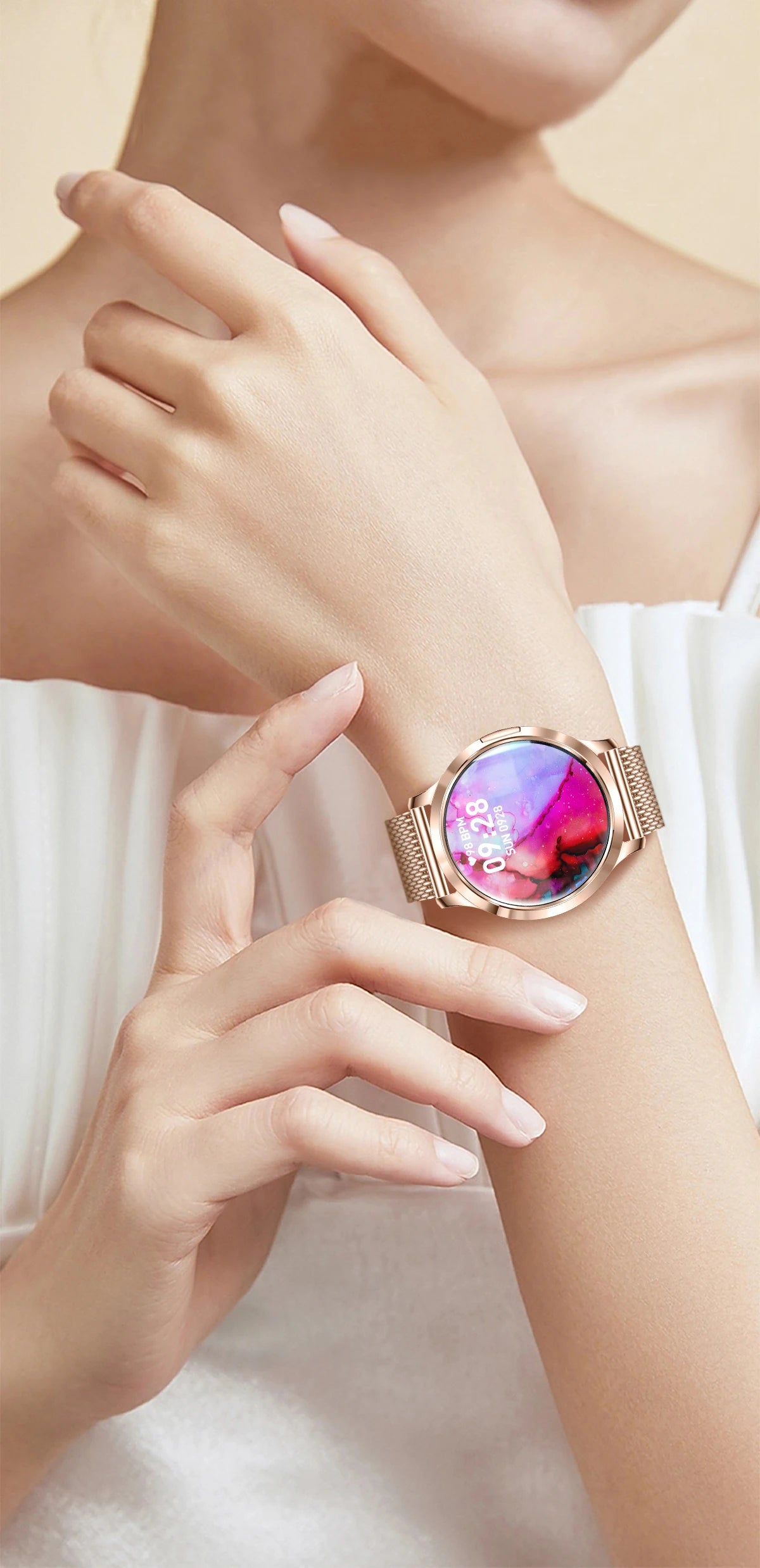 2026New Ultra-thin Women Smart Watch HD AMOLED Full Touch Screen Bluetooth Call Blood Pressure IP68 Waterproof NFC 7.3mm bracele