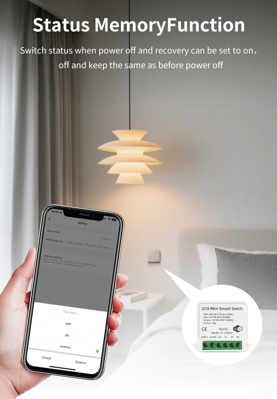 100-240V 16A Tuya Smart WiFi Switch Mini 1/2Gang Breaker Relay Smart Life App Remote Interruptor Google Home Alexa Voice Control