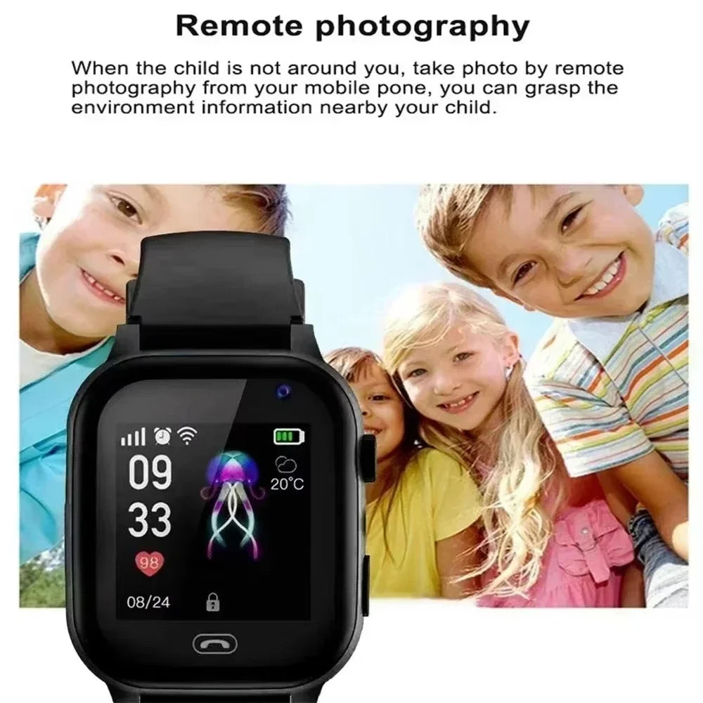 Lenovo 2027 Kids 5G Smart Watch GPS SOS Video Call HD Camera Waterproof SIM Card Support Earphone Child Watch for Boys & Girls