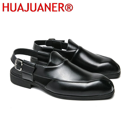 Hollow Out Dress Party Sandals Fashion Leather Summer Shoes Men Leisure Formal Flats Business Footwear Men's Wedding Sandals