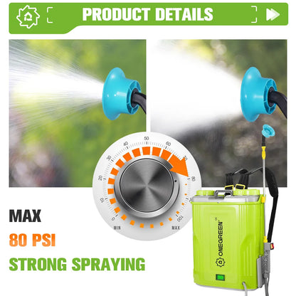 ONEGREEN 20L High Capacity Rechargeable Electric Sprayer Lawn Garden Spraying Irrigation Power Tools For Makita 18V Battery Pin