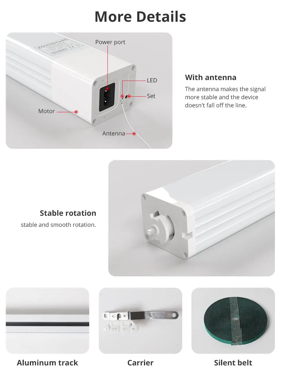 Zemismart Matter Over WiFi Electric Sliding Curtain Track with Smart Motor Support HomeKit SmartThings Alexa Google Home APP