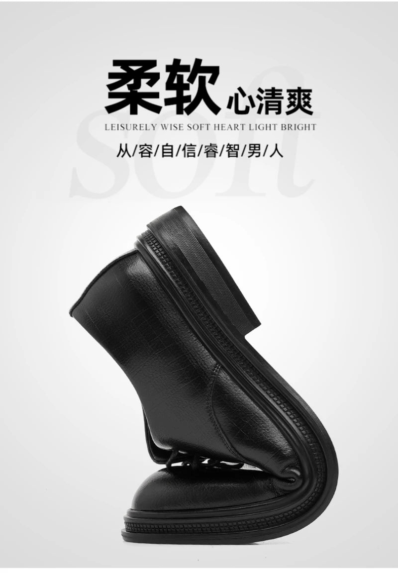 Mens Black Vintage Genuine Leather Lace Up Formal Business Office Groom Wedding Daily Wear Dress Shoes Simple British Style