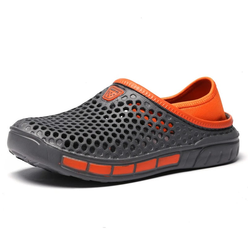 Men's Summer Sandals Clogs Casual Round Toe Slip on Outdoor Geometric Pattern Anti-slip Beach Hole Shoes Plus 46 47 Men Slippers