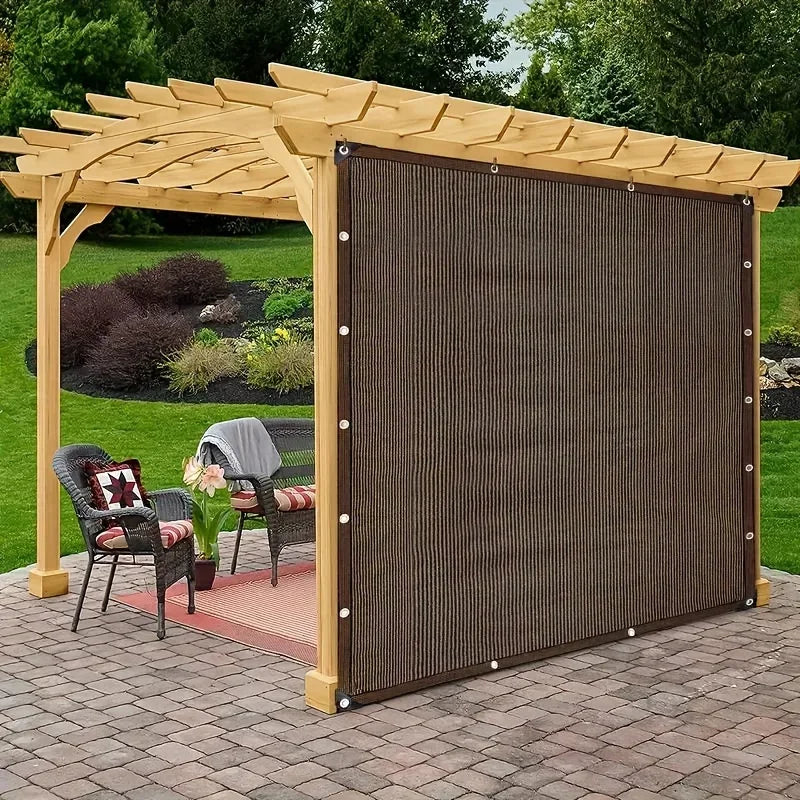 1pc 2*3/3*4m UV Protection Brown PE Shade Cloth - Durable Outdoor Sun Netting with Grommets for Travel, Picnics & Poolside