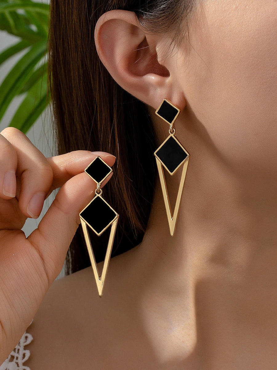 Diamond-Shaped Enamel Earrings — product image