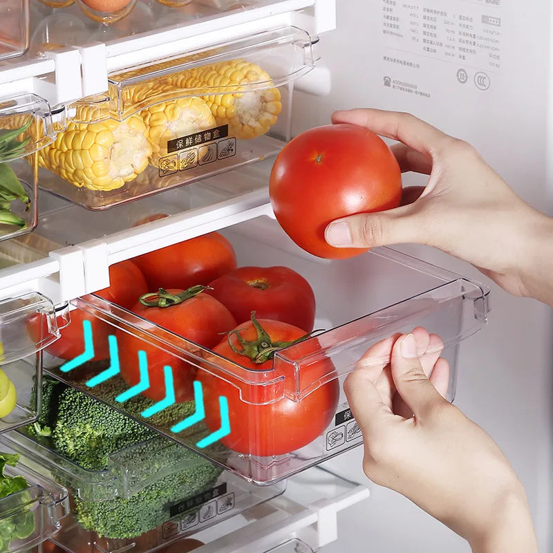 Transparent Refrigerator Drawer Under-shelf Storage Box Fruit Vegetable Egg Preservation Organizer Kitchen Container