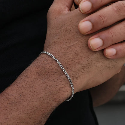 3mm Stainless Steel Cuban Chain Bracelet Men Gold Color Titanium Steel Bracelet Fashion Jewelry Trendy Bracelet For Women