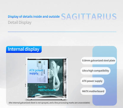 Sagittarius 8-bay NAS Computer Chassis with ATX Power Supply, MATX Motherboard, Full-height PCIE, 21.8L