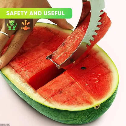 Stainless Steel Watermelon Slicer Non-slip Cutter Melon Cutter Plastic Wrap Handle Not Hurt Hands Fruit Cutting Tool Summer