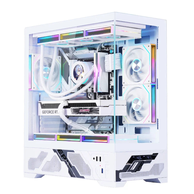 WJCOOLMAN Millennium ATX PC case screen/digital display supports 360 water cooled sea view room Customize screen computer case