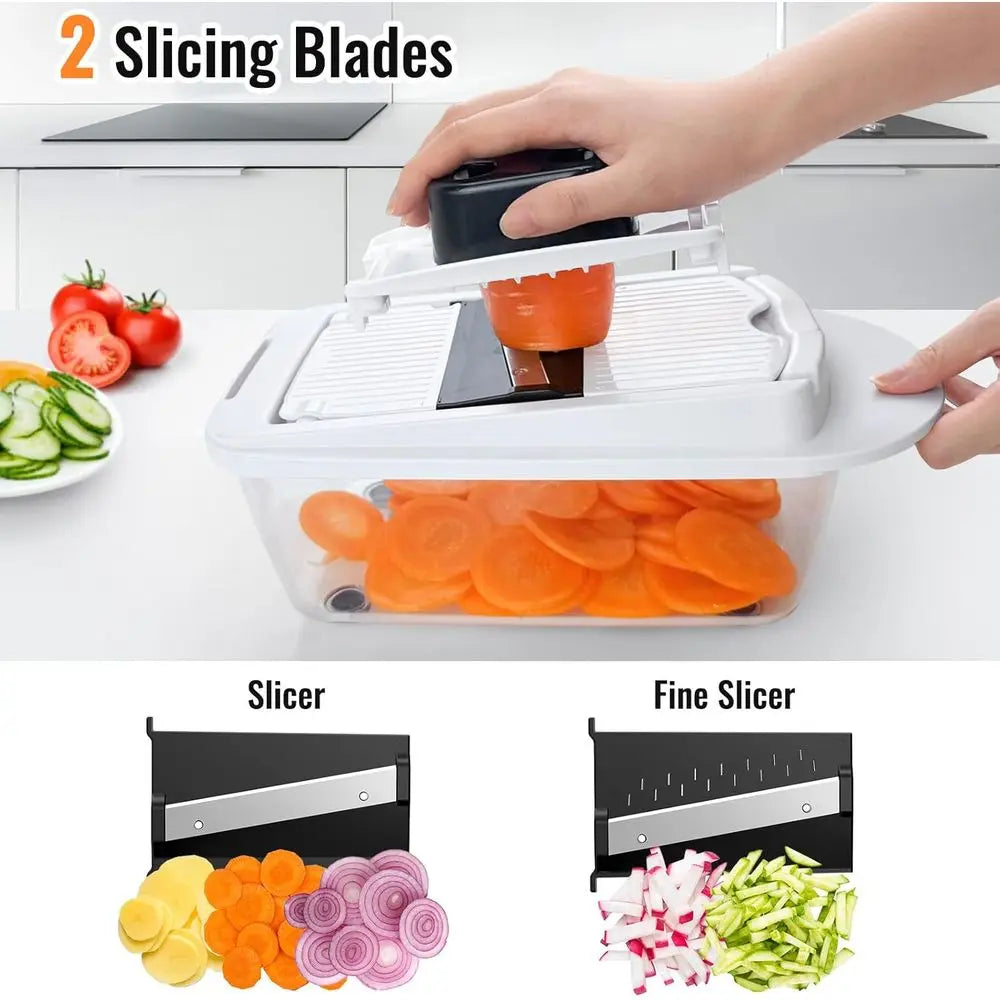 All-in-1 Vegetable Chopper Mandoline Slicer with Container, Food Chopper, Onion Chopper, Veggie Cutter or Salad, Kitchen Gadgets