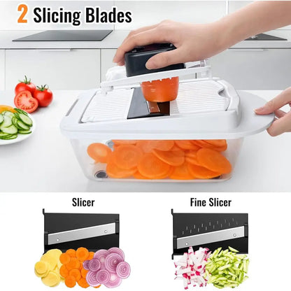 All-in-1 Vegetable Chopper Mandoline Slicer with Container, Food Chopper, Onion Chopper, Veggie Cutter or Salad, Kitchen Gadgets