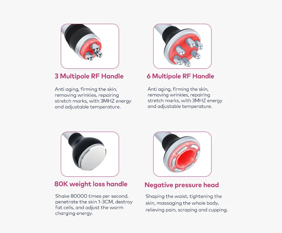 4 in 1 80K Cavitation Ultrasonic Body Slimming Machine Beauty Devic  Facial Massager Skin Tighten Face Lifting Vacuum Suction