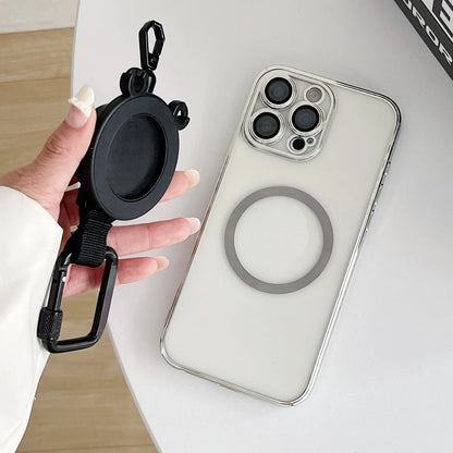 For Magsafe Magnetic Universal Mobile Phone Holder Backpack Clip Carabiner Retractable Steel Wire Rope Outdoor Anti-lost Stand