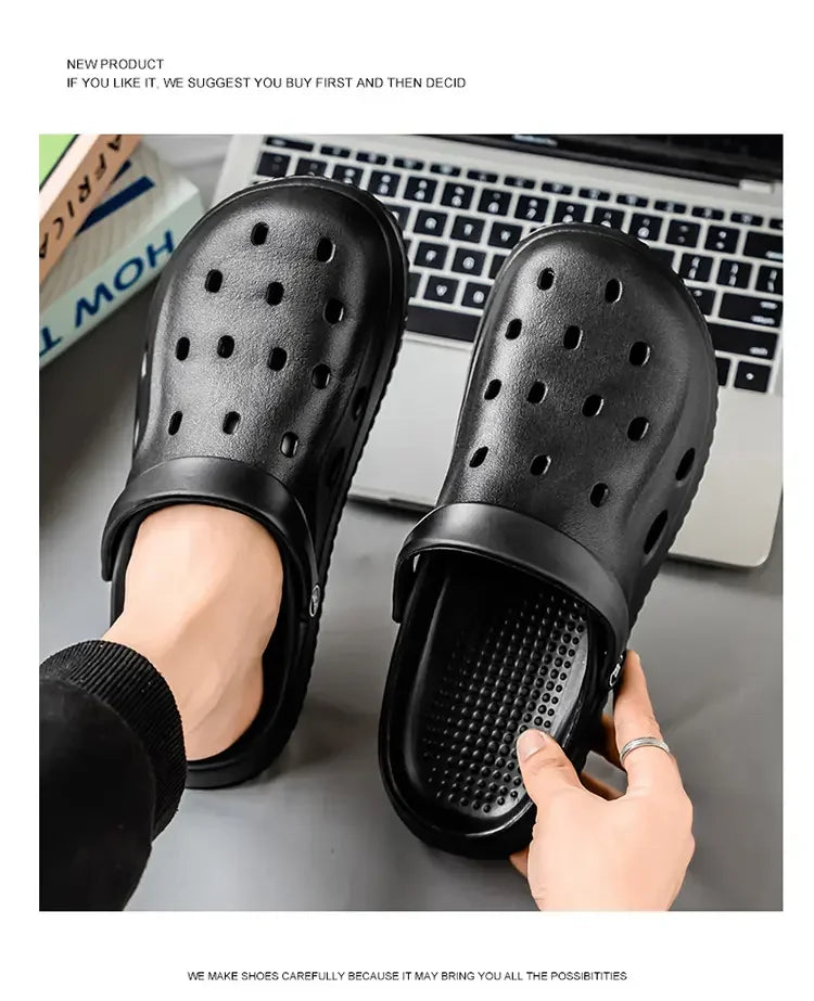 YUYIN Mens Summer Beach Sandals Casual Garden Clogs Outdoor Wide Toe Cross Sandals for Ladies Non Slip House Shower Slippers