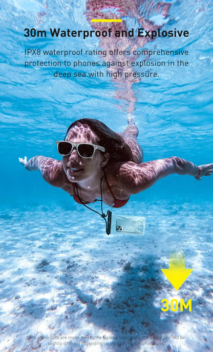 Baseus Waterproof Phone Case Under 7.2 inches For iPhone 12 Pro Max Swim Case IPX8 Universal Cover For Huawei Xiaomi Samsung