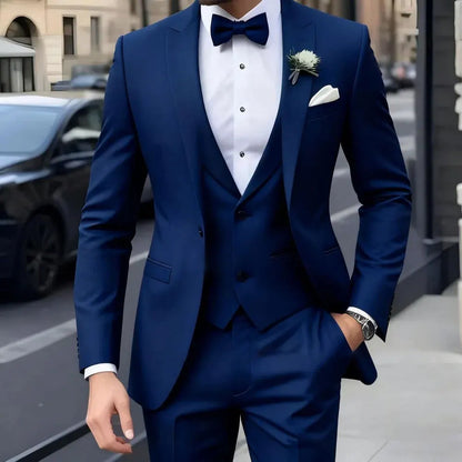 New Business Casual MC Wedding Groom Best Man Dress Jacquard Men's Suit Three-piece Set  Wedding Suits for Men  Mens Suits  Suit