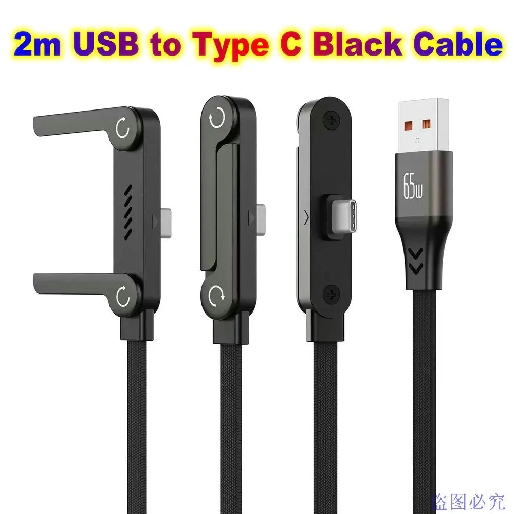 Foldable Charge Cable Usb C Charging Mobile Cable C Flat Charger for iPhone Kickcable Phone Kick Stand Ultra Fast Type C Wire 2M