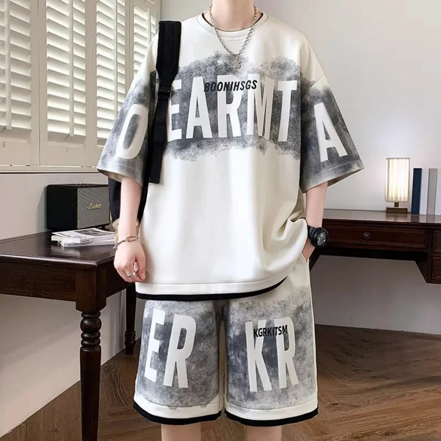 Men's Letter-Print T-Shirt & Shorts Set — product image