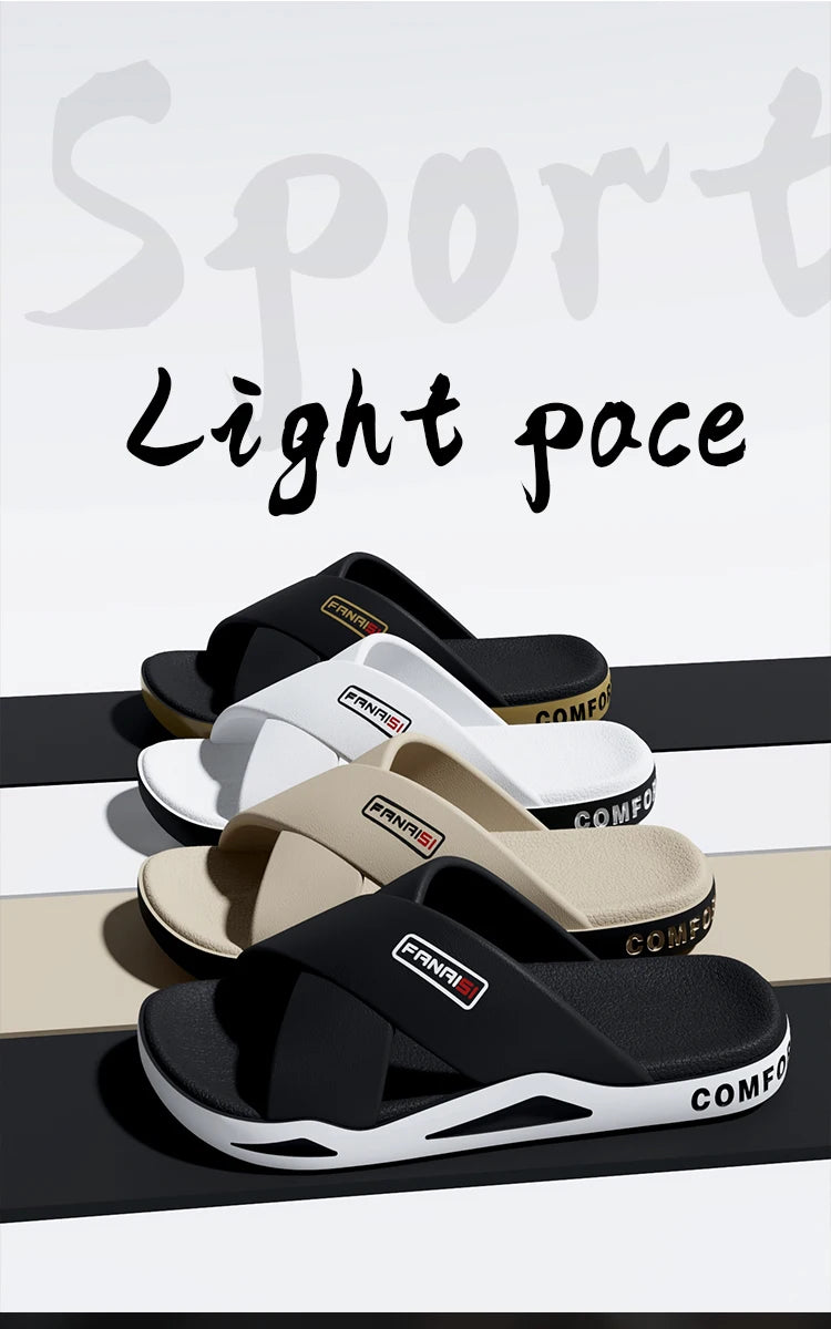 Men's Outdoor Fashion Sandals-Cross Strap Open Toe Slide Sandal,Non-Slip Bath Shower Slippers,Beach Shoes for Swimming & Walking