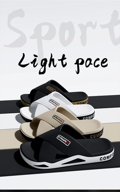 Men's Outdoor Fashion Sandals-Cross Strap Open Toe Slide Sandal,Non-Slip Bath Shower Slippers,Beach Shoes for Swimming & Walking