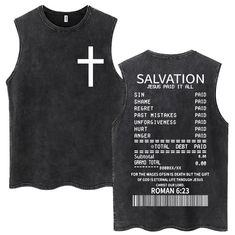 Washed Jesus Is King Christian Harajuku Vintage Tank Tops Men Women Gothic Sleeveless T-shirt Loose Summer Cotton Casual T Shirt
